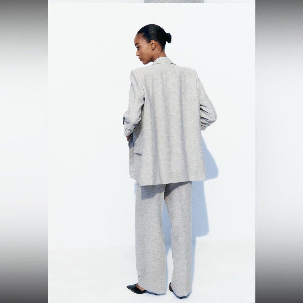 Zara NWT Grey Rolled Sleeve Blazer - Picture 6 of 9